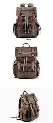 Cool Canvas Mens Vintage Large Black Backpack Computer Khaki Backpack Travel Backpack Hiking Backpackfor Men - imessengerbags