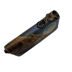 Handmade Cool Tooled Wolf Leather Men's Biker Chain Wallet Zipper Long Chain Wallet For Men - imessengerbags