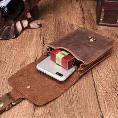 Cool Brown Leather Men's Belt Pouch Cell Phone Holster Small Belt Bag Waist Bag For Men - imessengerbags