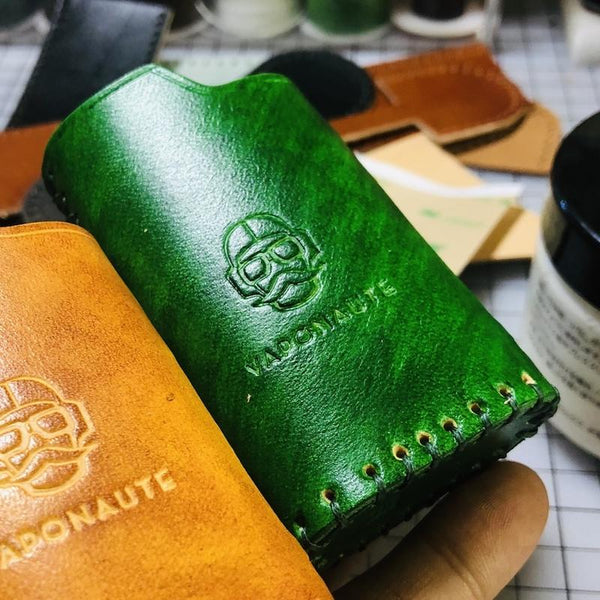 Handmade Leather Green Mens LA PETITE BOX Holder Cigarette Case for Men