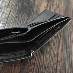 Badass Black Leather Men's Trifold Cross Small Biker Wallet Chain Wallet with chain For Men - imessengerbags