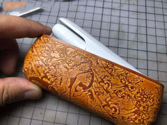 Handmade Tooled Maiko Leather Mens IQOS 3.0 Cigarette Case IQOS3.0 Holder for Men