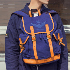 Navy Blue Canvas Mens Large 15'' Laptop Backpack College Backpack Travel Backpack for Men - imessengerbags