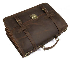 Top Brown Large Leather Mens Business 15 inches Laptop Work Briefcase Large Handbag Briefcase Business Bags For Men