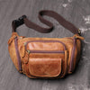 Vintage Brown LEATHER MENS Barrel FANNY PACK FOR MEN BUMBAG Vintage WAIST BAG for Men