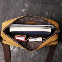 Tan Leather Men's Messenger Bag Side Bag iPad Courier Bags Tan Postman Bag For Men