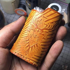 Handmade Leather Tooled Reindeer Brown Mens LA PETITE BOX Holder Cigarette Case for Men
