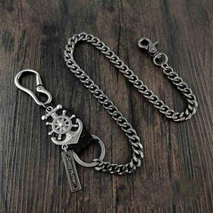 HEAVY METAL ANCHOR BIKER SILVER WALLET CHAIN LONG PANTS CHAIN SILVER Jeans Chain Jean Chain FOR MEN