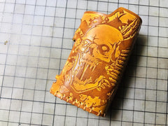 Handmade Tooled Leather Brown Mens LA PETITE BOX Holder Cigarette Case for Men
