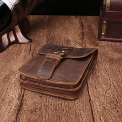 Cool Brown Leather Men's Belt Pouch Cell Phone Holster Small Belt Bag Waist Bag For Men - imessengerbags