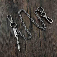 25'' Metal HUNTER SWORD BIKER SILVER WALLET CHAIN LONG PANTS CHAIN SILVER Jeans Chain Jean Chain FOR MEN