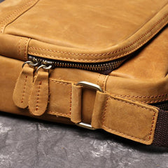 Tan Leather Men's Messenger Bag Side Bag iPad Courier Bags Tan Postman Bag For Men