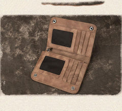 Brown Vintage Bifold Wallet Leather Mens Blue billfold Small Wallet Zipper Small Wallet For Men - imessengerbags