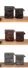 Cool Black Leather Mens Small Vertical Courier Bag Brown Messenger Bags Blue Postman Bag For Men - imessengerbags
