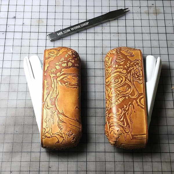 Handmade Tooled Moment Leather Mens IQOS 3.0 Cigarette Case IQOS3.0 Holder for Men