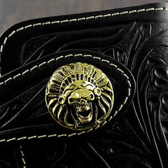 Handmade Black Leather Mens Biker Chain Wallet Biker wallet with Chain Long Wallet For Men - imessengerbags