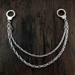 27'' Metal DOUBLE Chain BIKER SILVER WALLET CHAIN Handcuffs LONG PANTS CHAIN SILVER Jeans Chain Jean Chain FOR MEN