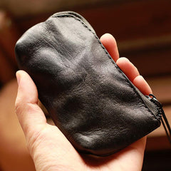 Vintage Slim Red Leather Mens Coin Wallet Zipper Coin Holder Change Pouch For Men - imessengerbags