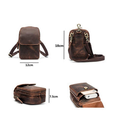 Cool Brown Leather Men's Small Belt Pouch Cell Phone Holster Belt Bag Mini Messenger Bag Side Bag For Men - imessengerbags