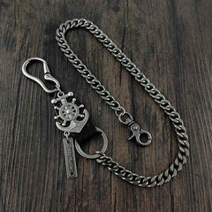 HEAVY METAL ANCHOR BIKER SILVER WALLET CHAIN LONG PANTS CHAIN SILVER Jeans Chain Jean Chain FOR MEN