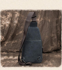 Blue LEATHER MENS Sling Bags Sling Pack One Shoulder Backpack Blue Chest Bag For Men - imessengerbags