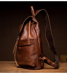 Cool Brown Mens Leather 15inchs Laptop Backpacks Travel Backpacks School Backpacks for men