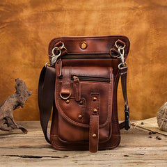 Cool Leather Utility Drop Leg Bag Belt Pouch Mens Waist Bag Shoulder Bag for Men - imessengerbags