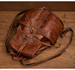 Cool Brown Mens Leather 15inchs Laptop Backpacks Travel Backpacks School Backpacks for men - imessengerbags