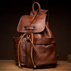 Cool Brown Mens Leather 15inchs Laptop Backpacks Travel Backpacks School Backpacks for men - imessengerbags