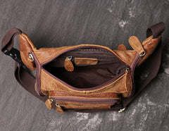 Vintage Brown LEATHER MENS Barrel FANNY PACK FOR MEN BUMBAG Vintage WAIST BAG for Men