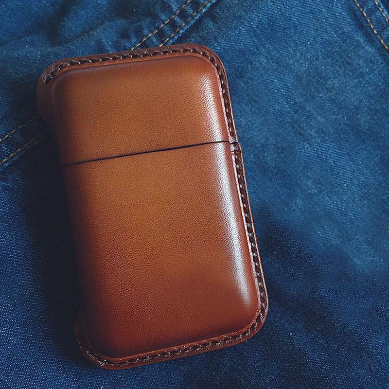 Brown Leather Mens Cigarette Holder Case Vintage Custom Cigarette Case for Men - imessengerbags
