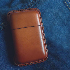 Brown Leather Mens Cigarette Holder Case Vintage Custom Cigarette Case for Men - imessengerbags