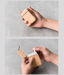 Cool Brown Leather Mens 20pcs Cigarette Holder Case Cool Custom Cigarette Case for Men - imessengerbags