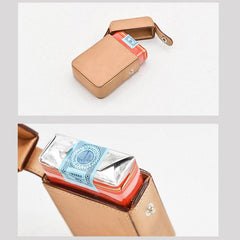 Cool Brown Leather Mens 20pcs Cigarette Holder Case Cool Custom Cigarette Case for Men - imessengerbags