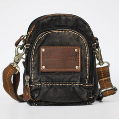 Canvas Black Mens Small Vertical Postman Bag Belt Pouch Messenger Bags Belt Bag For Men - imessengerbags