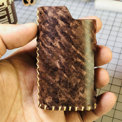 Handmade Leather Tooled Reindeer Brown Mens LA PETITE BOX Holder Cigarette Case for Men