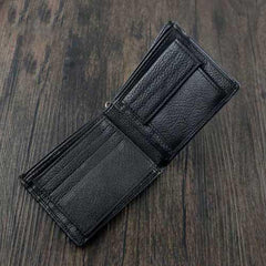 Badass Black Leather Men's Trifold Cross Small Biker Wallet Chain Wallet with chain For Men - imessengerbags
