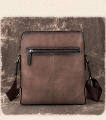 Vintage Coffee LEATHER MEN'S Small Side bag Brown Vertical Phone Bag MESSENGER BAG Courier Bag FOR MEN