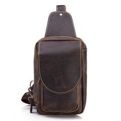 Vintage Leather Men's Chest Bag Sling Bag One Shoulder Backpack For Men - imessengerbags
