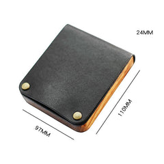 Cool Wooden Leather Black Mens Wallet Small Card Holder Coin Wallet for Men