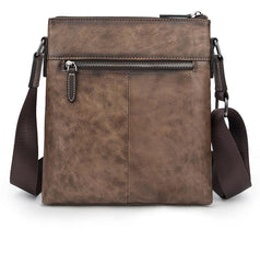 Brown  LEATHER MEN'S Small Side bag Square MESSENGER BAG Tan Square Courier Bag FOR MEN