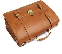 Top Brown Large Leather Mens Business 15 inches Laptop Work Briefcase Large Handbag Briefcase Business Bags For Men