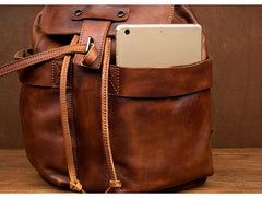 Cool Brown Mens Leather 15inchs Laptop Backpacks Travel Backpacks School Backpacks for men - imessengerbags