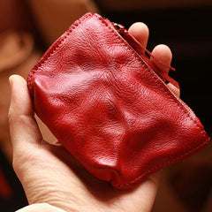 Vintage Slim Brown Leather Mens Coin Wallet Zipper Coin Holder Change Pouch For Men - imessengerbags