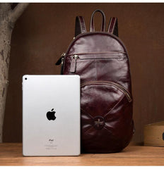 Green Cool Mens Leather Red Backpack Brown Satchel Backpacks School Backpacks for men - imessengerbags