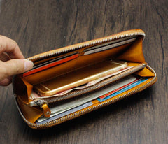 Cool Brown Leather Men's Biker Wallet Biker Chain Wallet Zipper Long Wallet with Chain For Men - imessengerbags