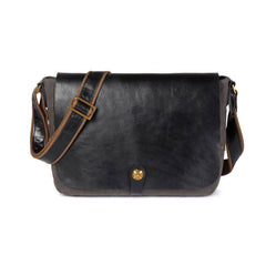 Cool Black Canvas Leather Mens Brown Courier Bag Messenger Bags Casual Postman Bags for Men - imessengerbags