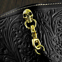 Handmade Black Leather Mens Biker Chain Wallet Biker wallet with Chain Long Wallet For Men - imessengerbags