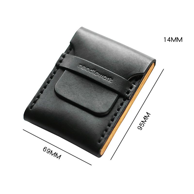 Cool Wooden Leather Mens Black Wallet Small Card Holder Black Coin Wallet for Men