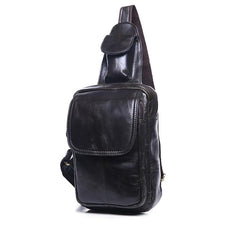 Leather Mens Sling Bag One Shoulder Backpack Chest Bag Sling Backpack for men - imessengerbags